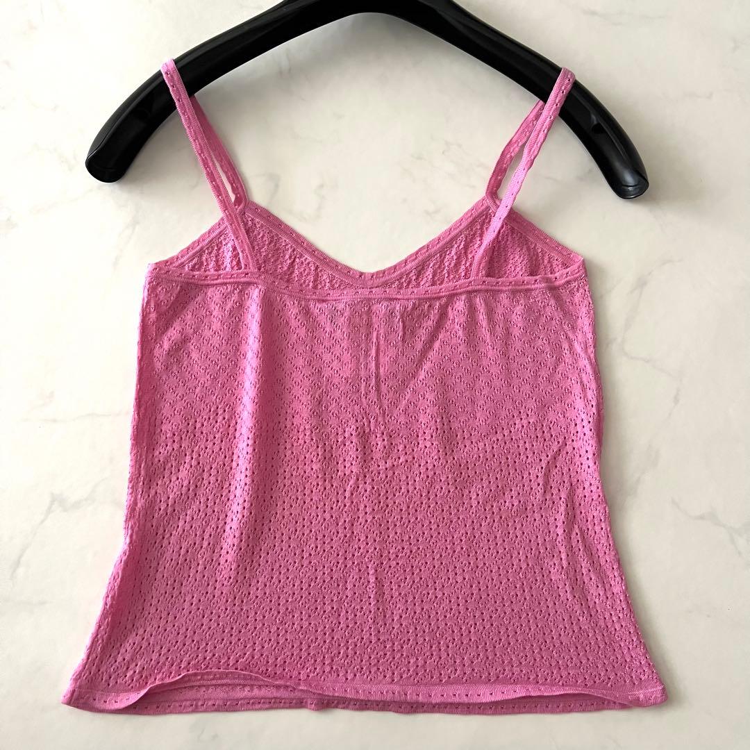 クリスチャンディオール ガリアーノ キャミソール ニット ロゴ ピンク 2004