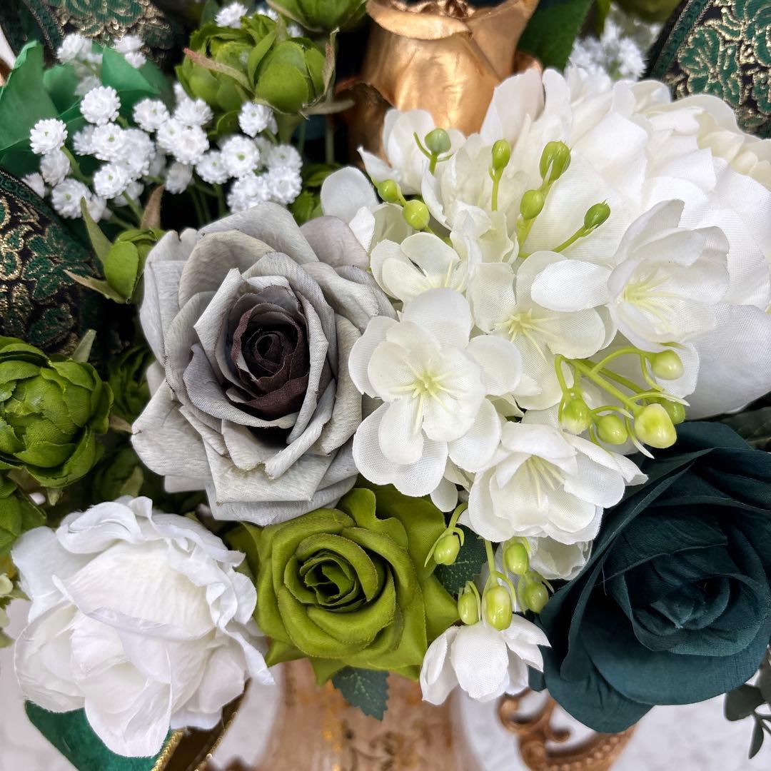 まゆ様特別オーダー商品 濃いグリーンのフラワーアレンジメント・特大サイズ