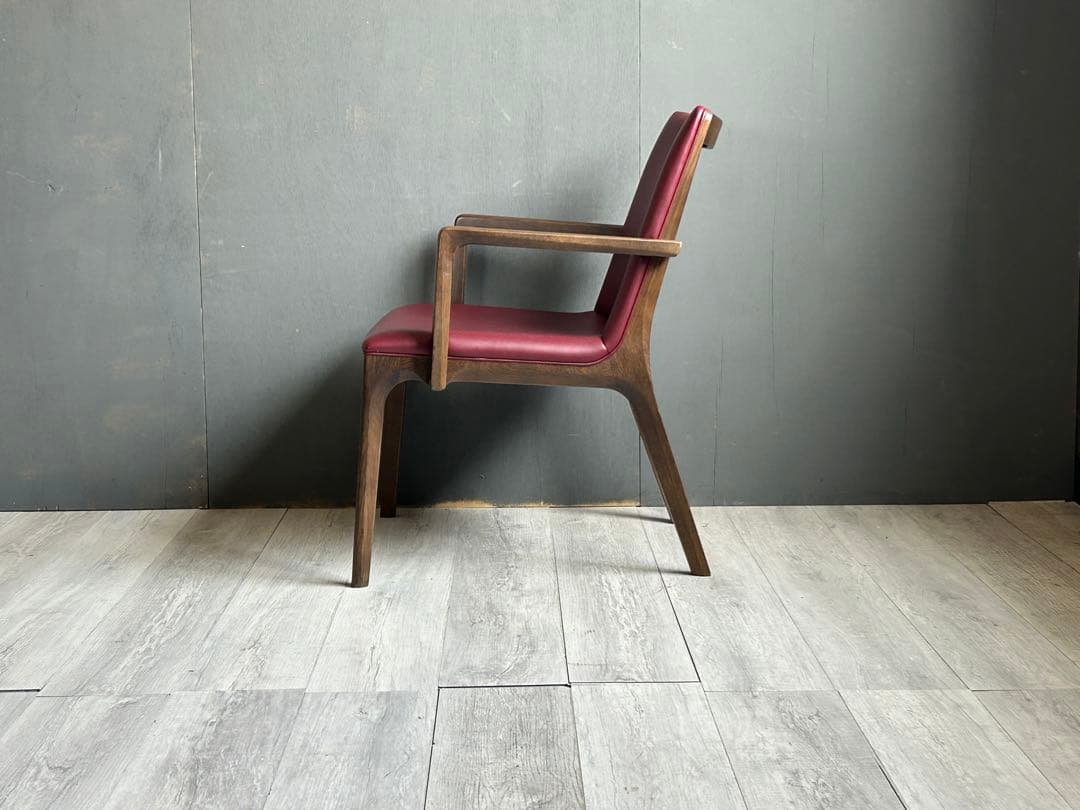 希少　高級家具　浜本工芸　HAMAMOTO アームチェア　ワインレッド　GG