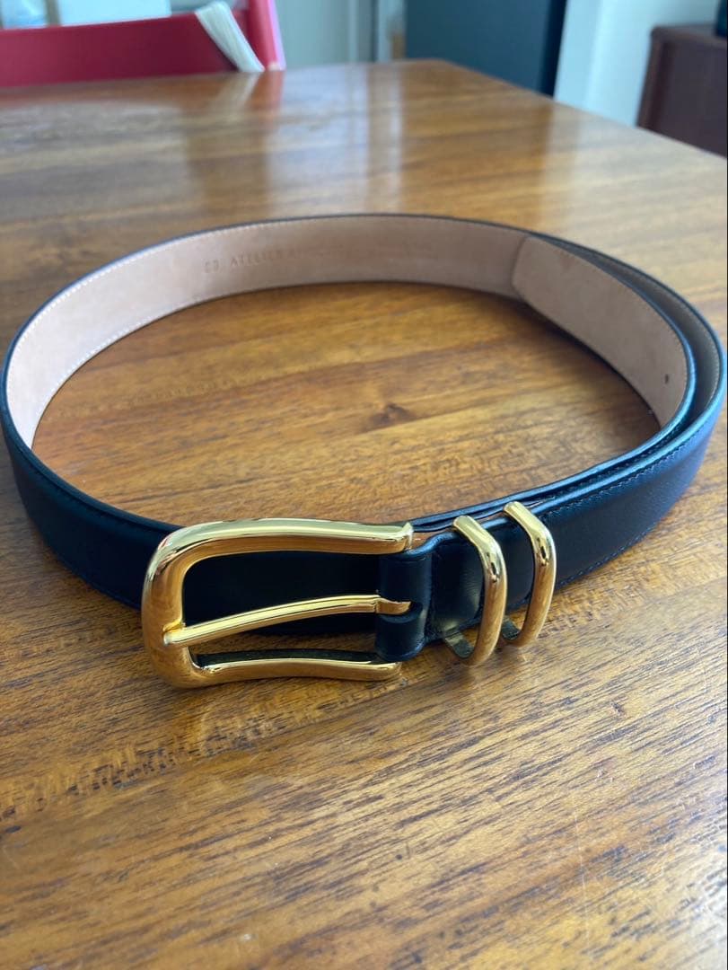 NOBLE アトリエ アンボワーズ レザーベルト ブラック×ゴールド ノーブル