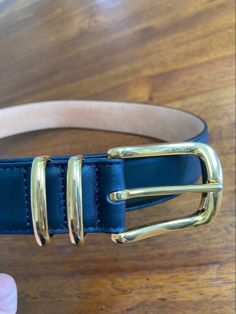 NOBLE アトリエ アンボワーズ レザーベルト ブラック×ゴールド ノーブル