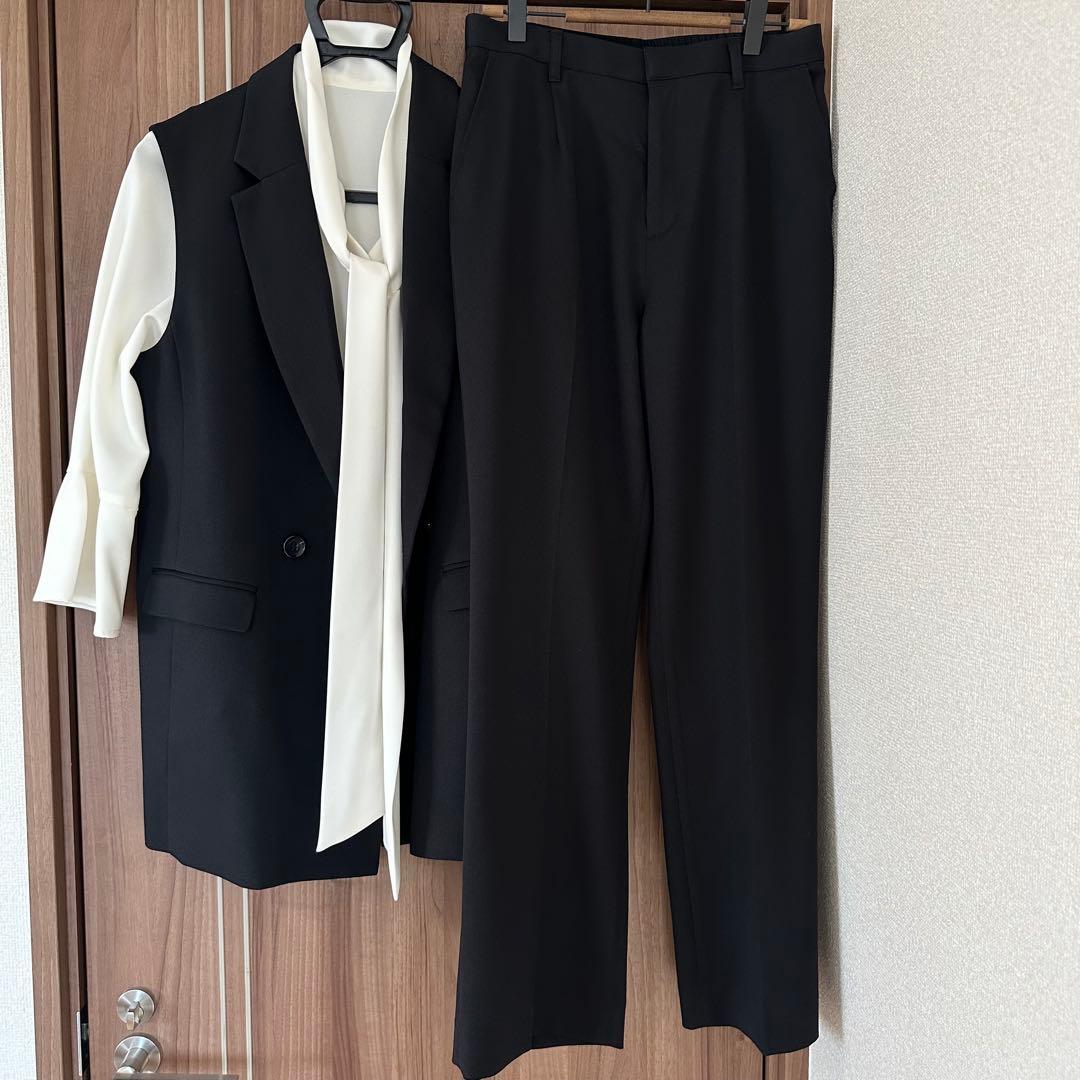 ジレ　セットアップ　パンツスーツ　3点セット　セレモニー　フォーマル　L