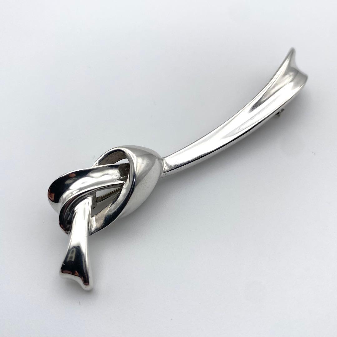 美品✨ティファニー リボン ノット ブローチ モチーフ シルバー 925