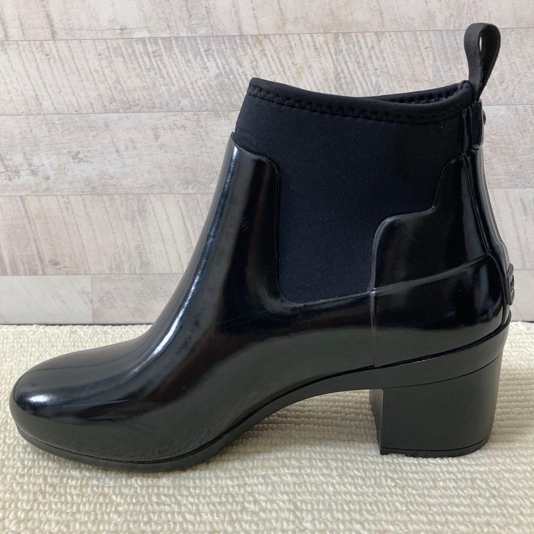 [美品] HUNTER サイドゴア　ショート　レインブーツ　オールブラック