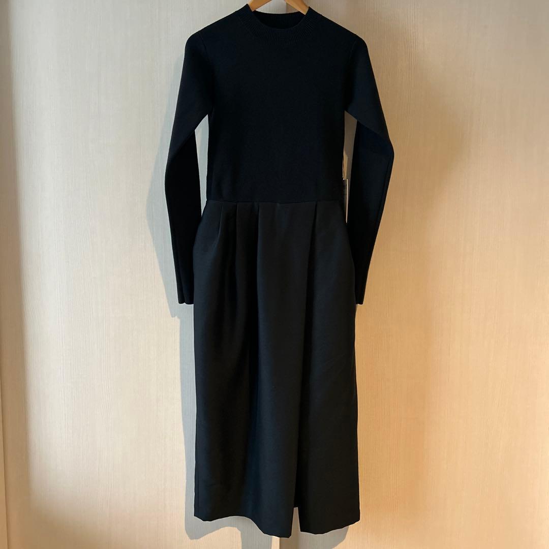 値下【uncrave】新品タグ付き　ダークネイビー ニットコンビワンピース
