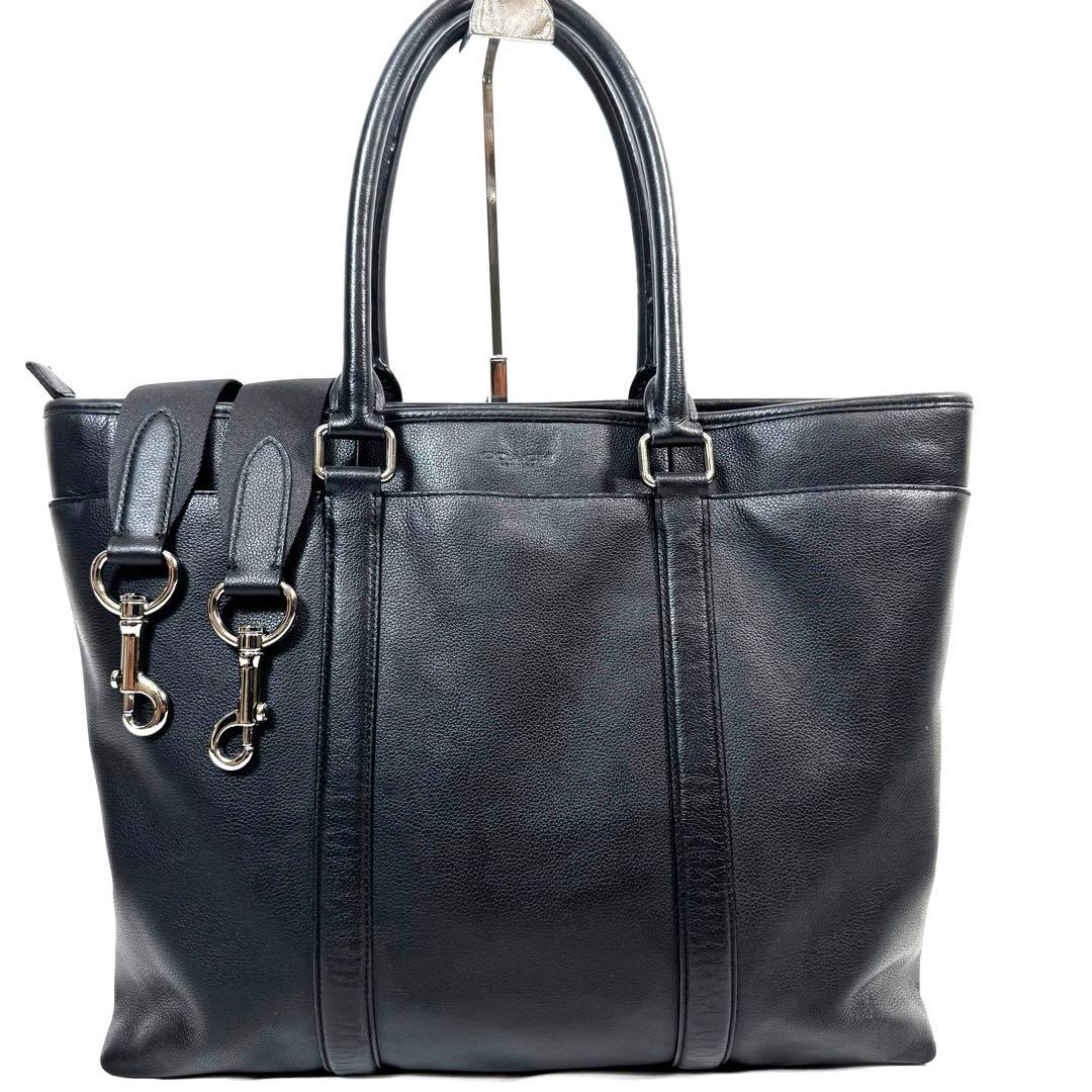 美品 コーチ バッグ メトロポリタン ハンド ショルダー ビジネス レザー 黒