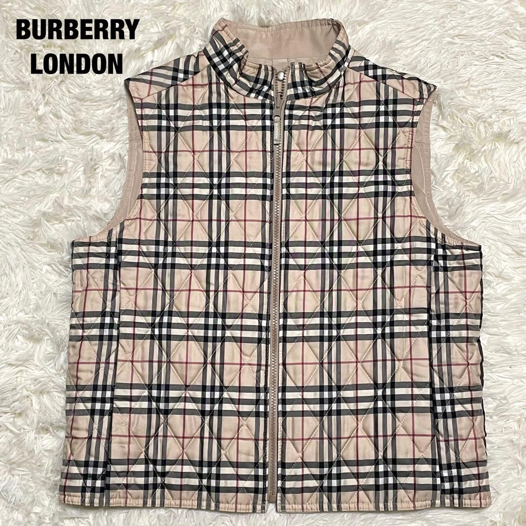 美品 バーバリーロンドン 中綿ベスト 三陽商会 ノバチェック 40 ベージュ