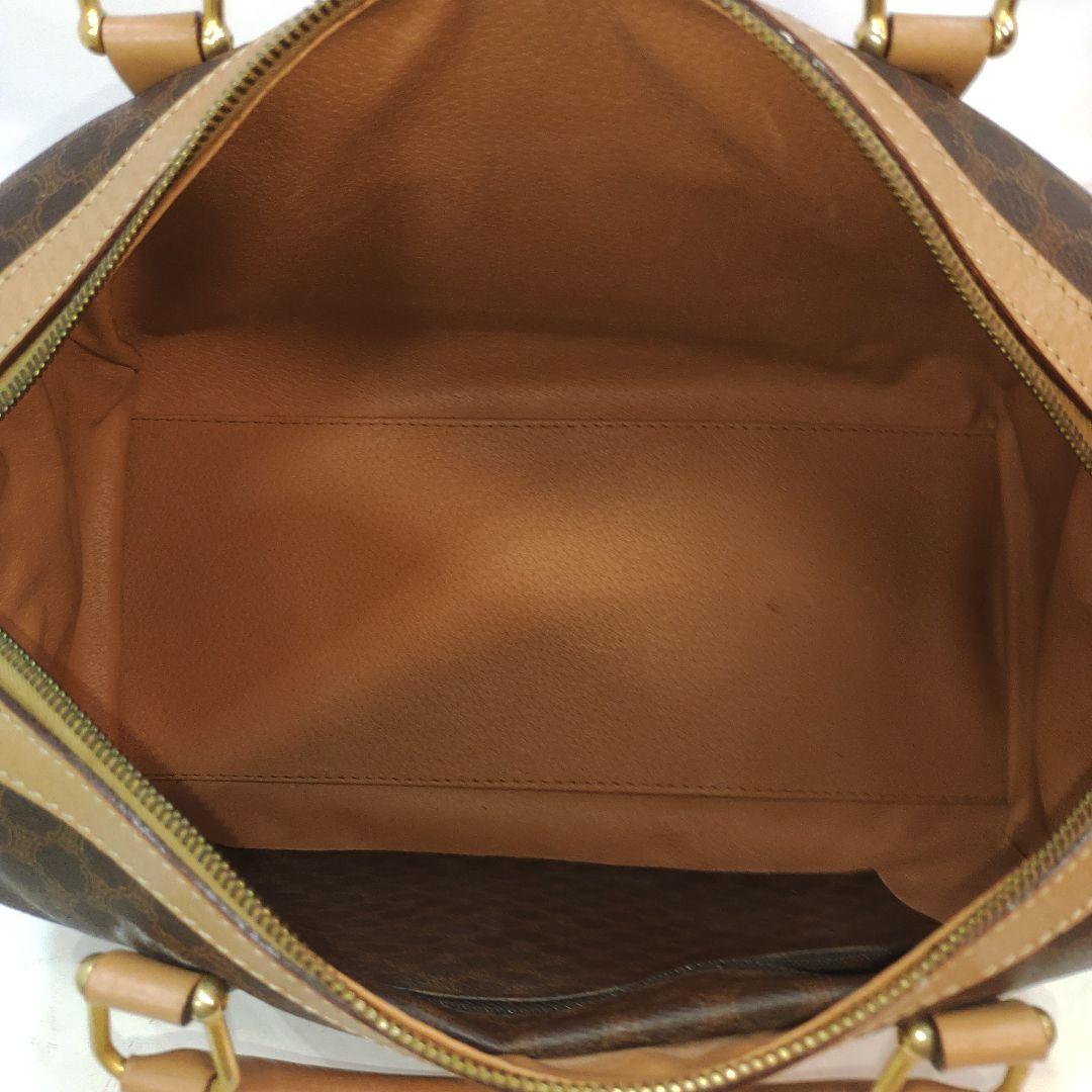 【美品】セリーヌ ボストンバッグ レザー×PVC A4可 マカダム柄 ブラウン