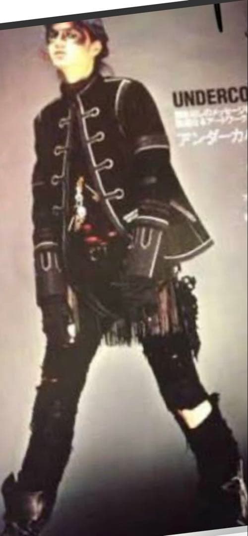 アンダーカバー黒 レザー ロングブーツ バックル付き