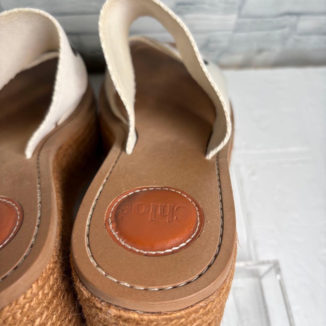 Chloe クロエ　Woodyウェッジエスパドリーユ　ウエッジソール　厚底　ロゴ