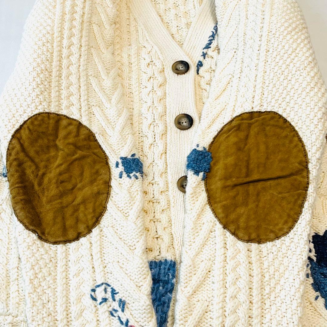 ポロラルフローレン コットン レザー エルボーパッチ パッチワーク カーディガン