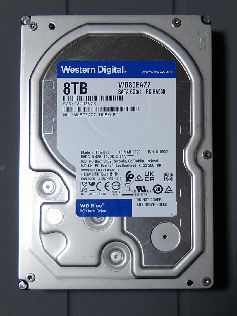 WD Blue 8TB 内蔵HDD 使用時間3959時間