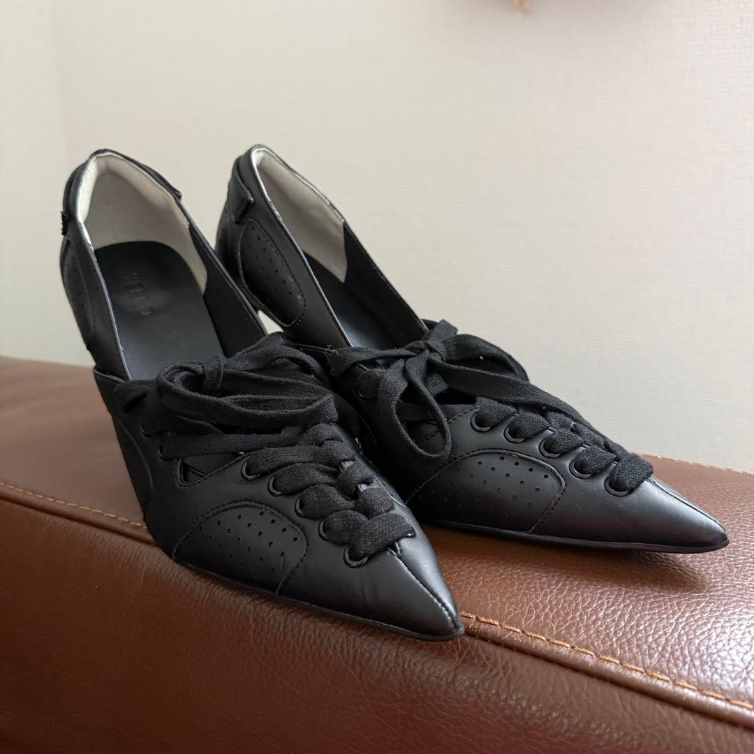 SALE 未使用品 YELLO レースアップ ポインテッドトゥ パンプス