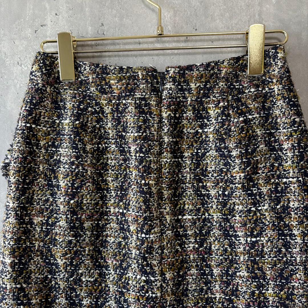 新品✨Viaggio Blu 高級ツイード タイトスカート 秋冬　フリンジ