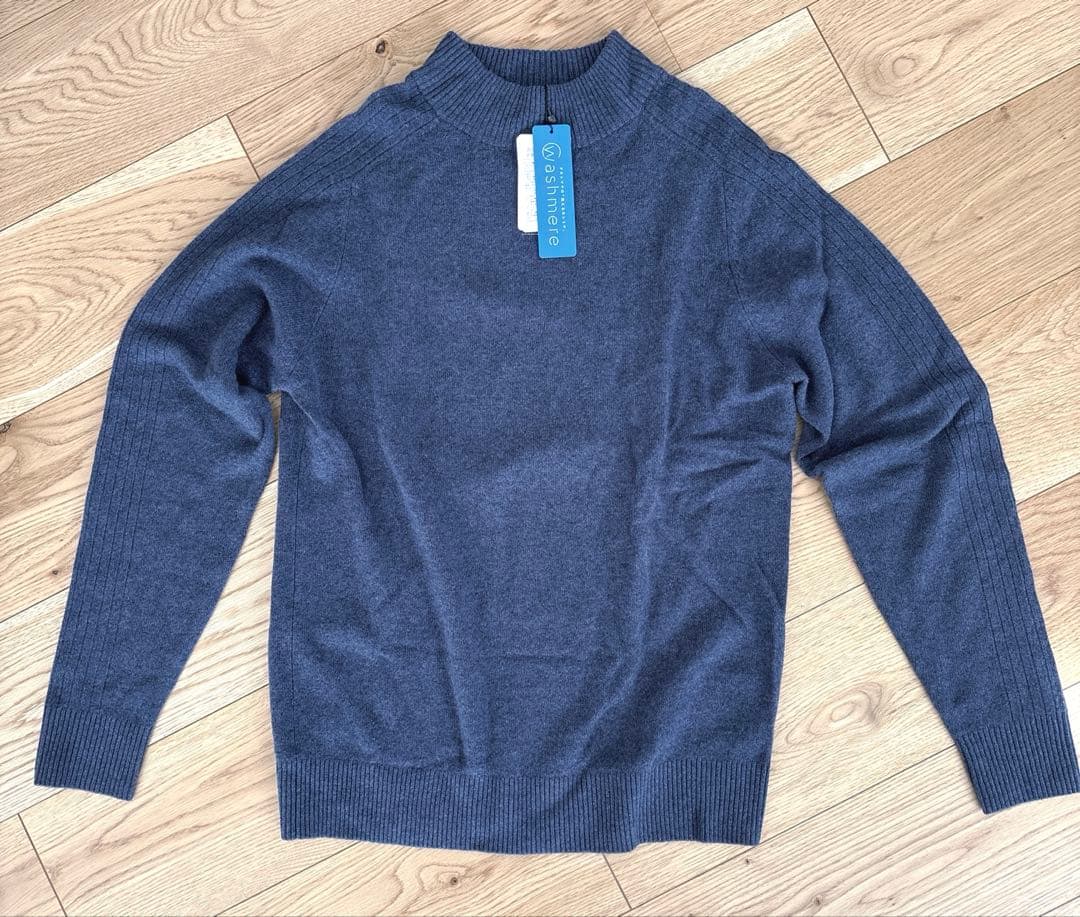 タグ付き未使用 TAKASHIMAYA ダークブルー 洗えるカシミヤ100%