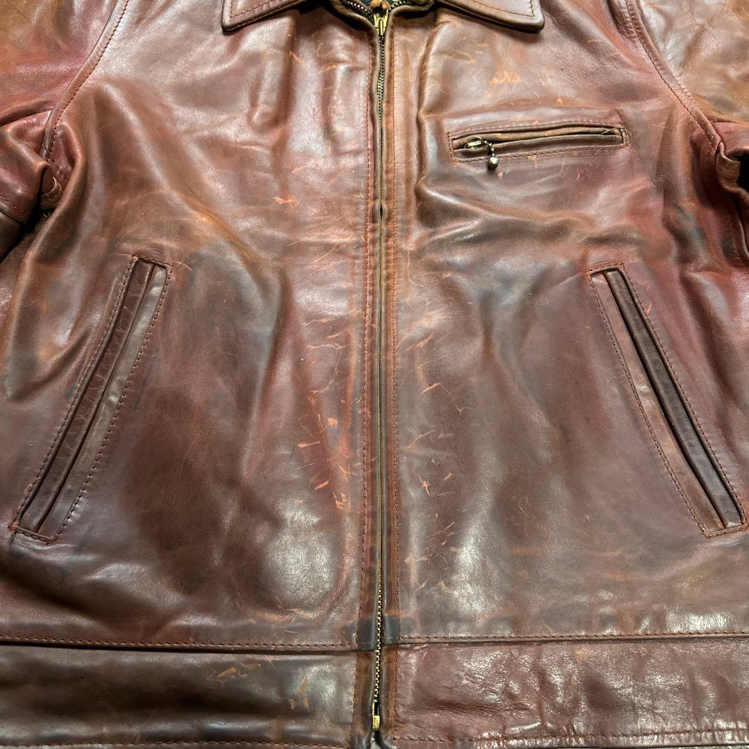 Aero Leather ハーフベルテッド シングルライダース レザージャケット