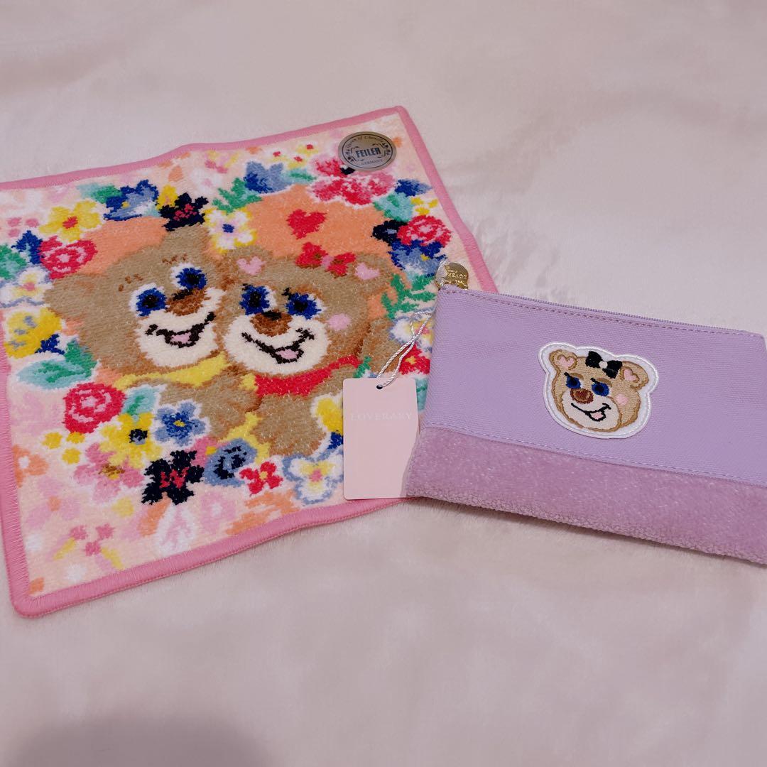 新品　FEILER フェイラー　ポーチ　ハンカチ　ラブラリー　オールドテディ