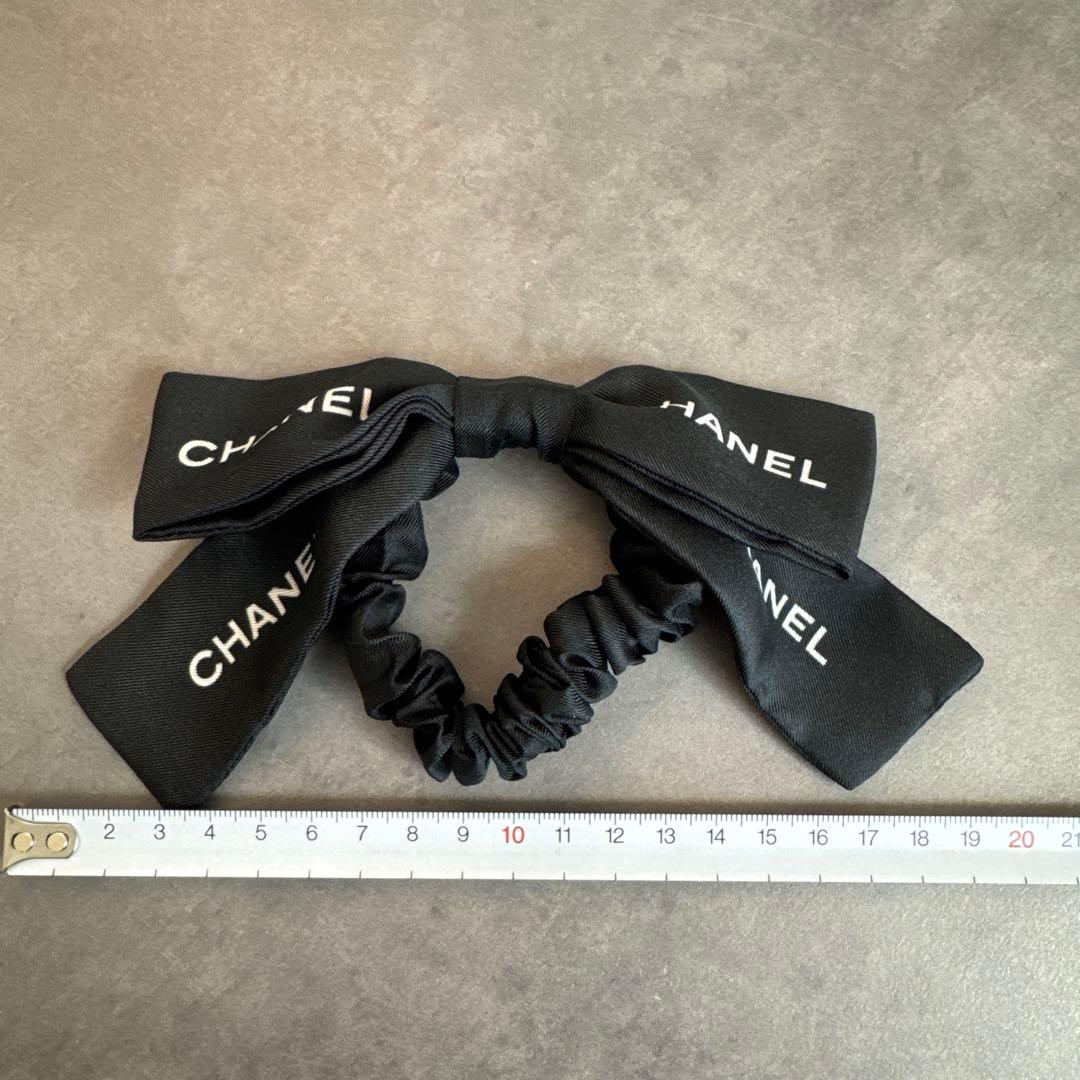 シャネル CHANEL リボン シュシュ シルク ヘアゴム ブラック