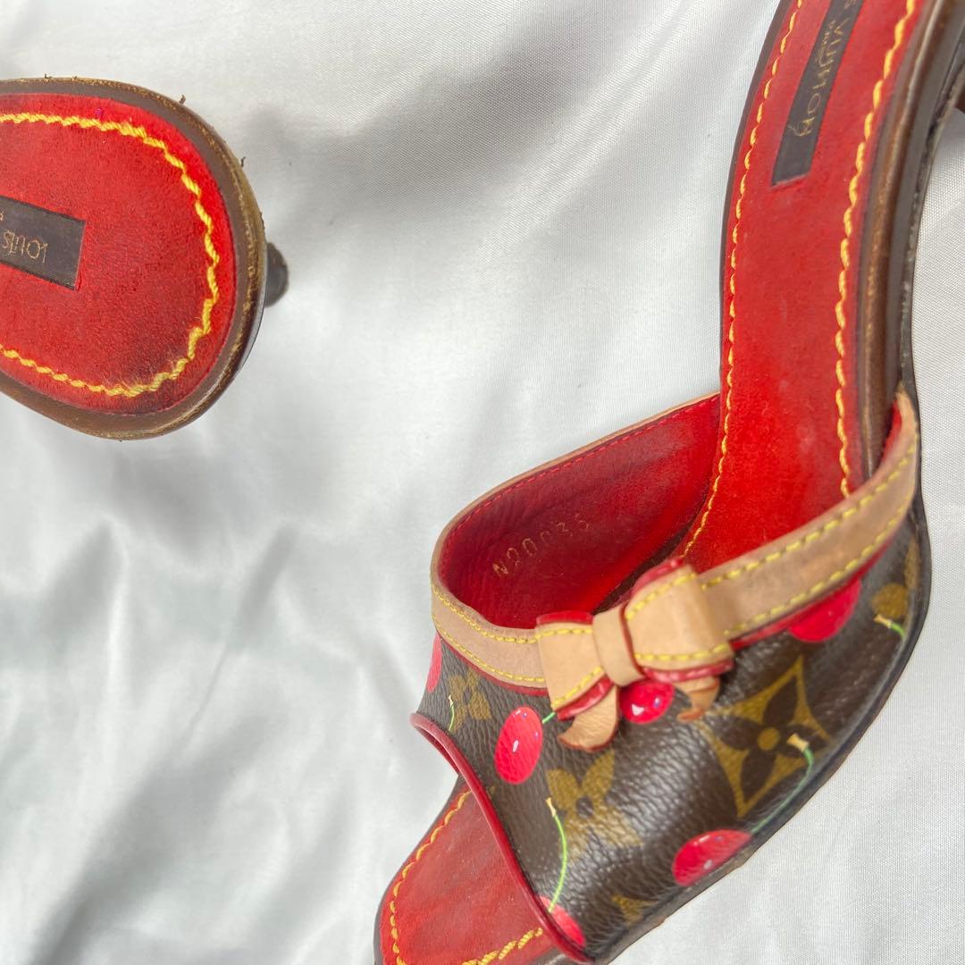 LOUIS VUITTON モノグラム 村上隆コラボ チェリー ミュールサンダル
