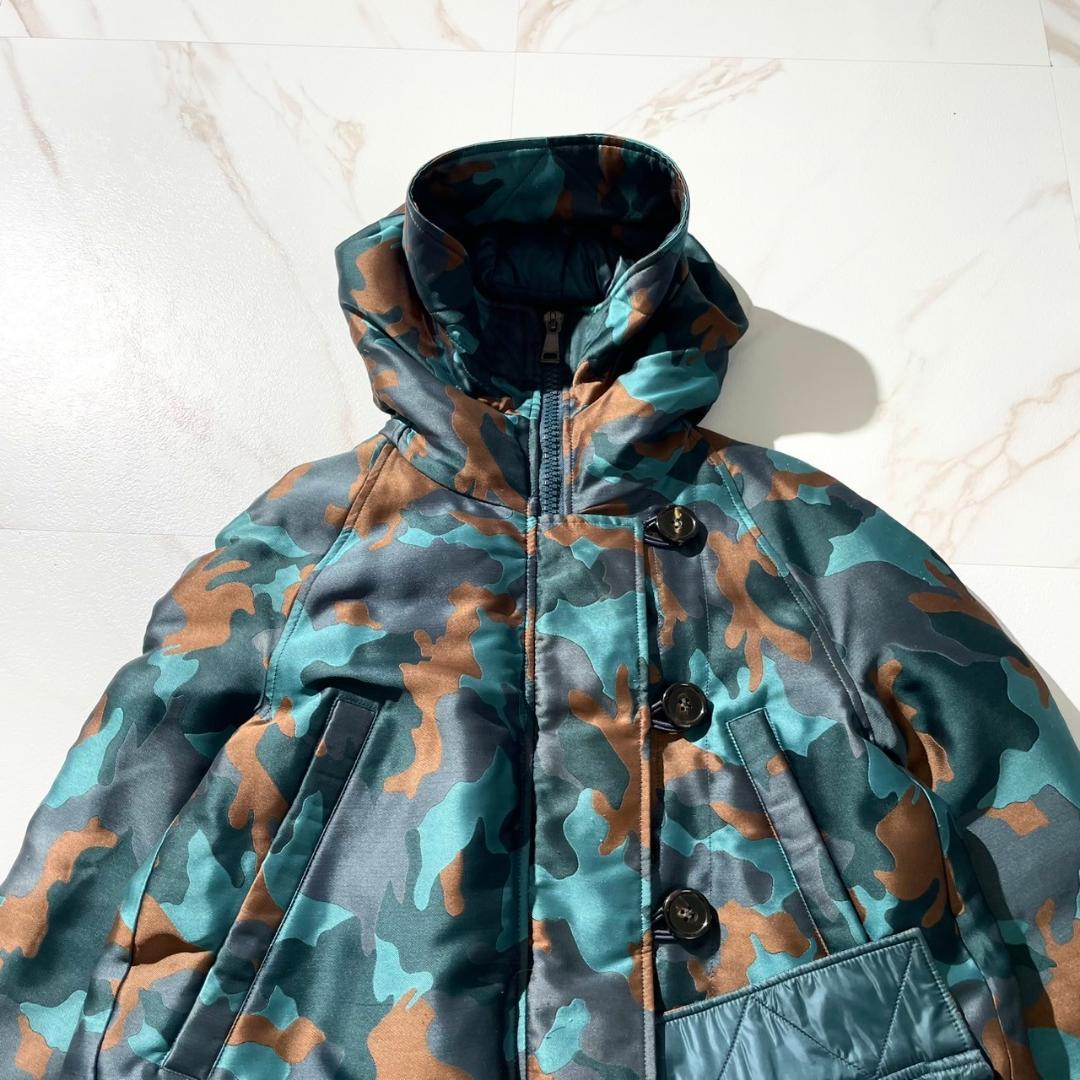 極美品✨モンクレール カモフラ 迷彩 ダウンジャケット フード コート サイズ０