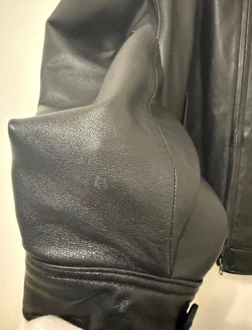 BEAMS ワイドフィット　レザージップブルゾン　Lサイズ