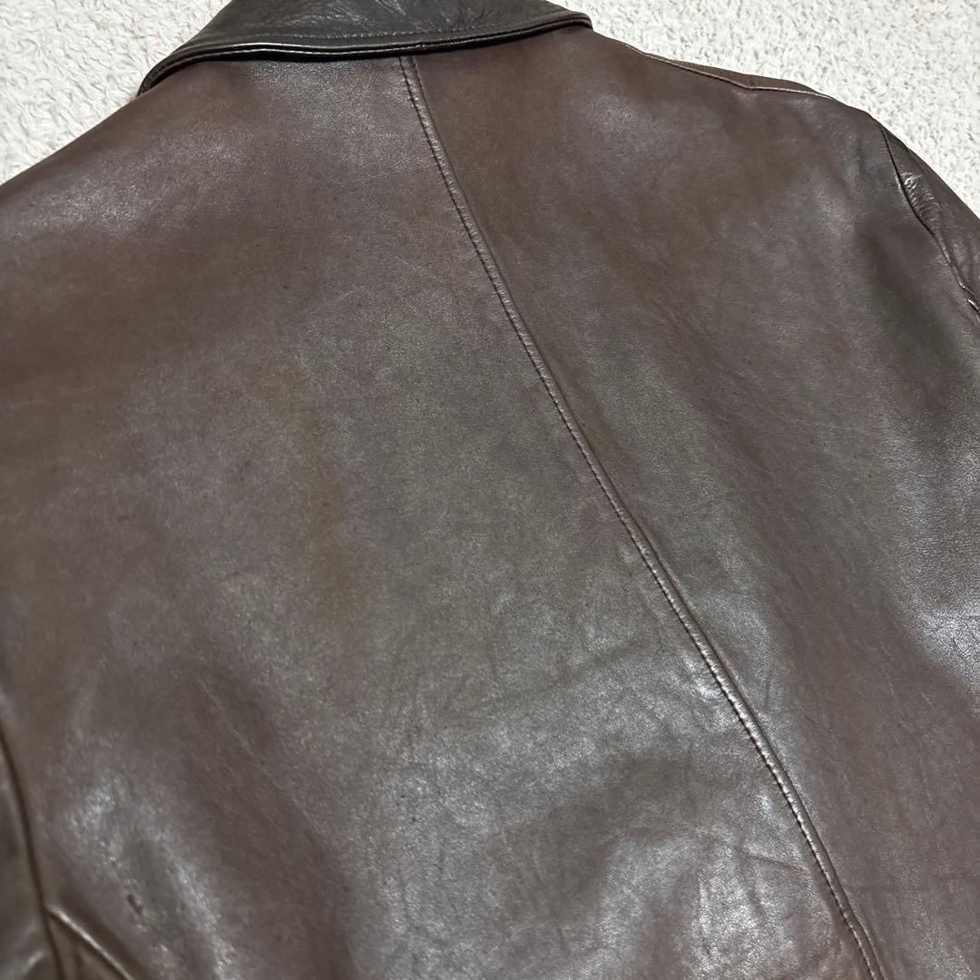 dunhill　ラムレザー　テーラードジャケット　ブラウン　羊革　本切羽