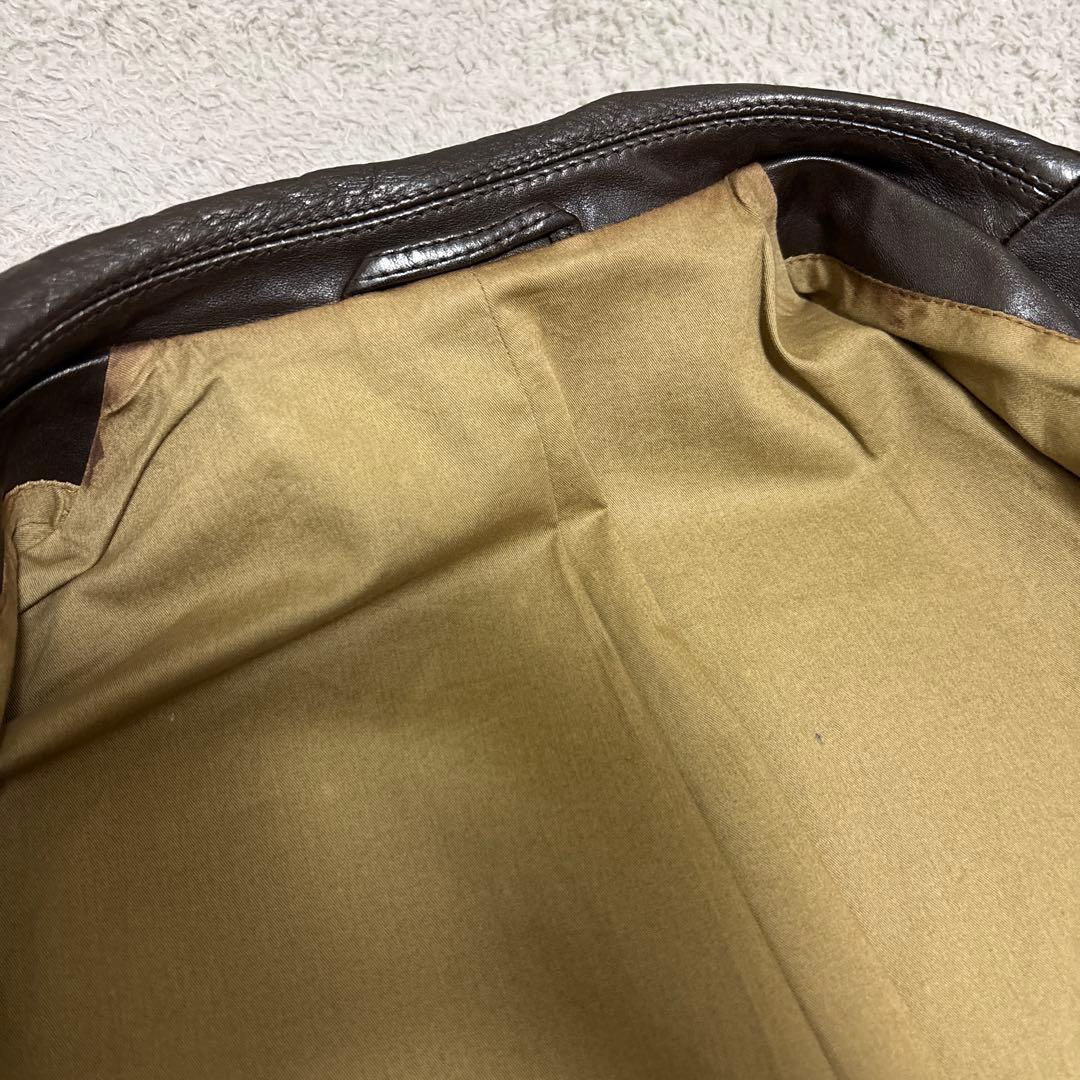 dunhill　ラムレザー　テーラードジャケット　ブラウン　羊革　本切羽