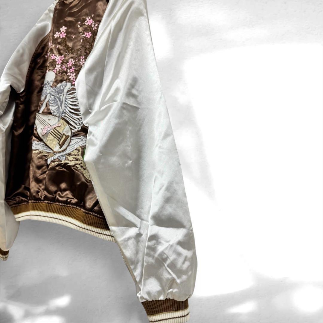 希少スカジャン リバーシブルジャンパー日本地図 鷹刺繍　ドクロ桜　M（a1