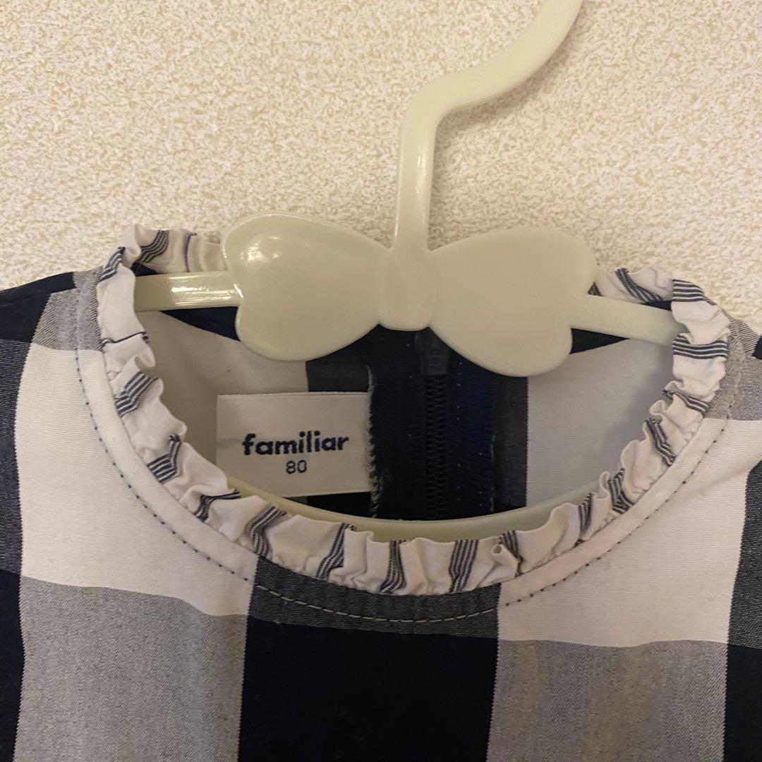 familiar チェック柄ワンピース 80