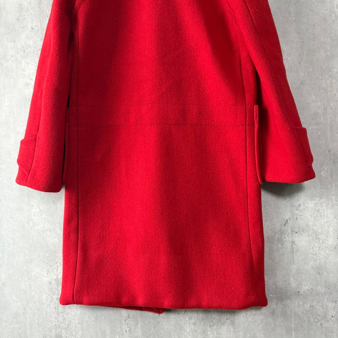 美品✨homspun ヘビーメルトンロングダッフルコート S 赤 ホームスパン