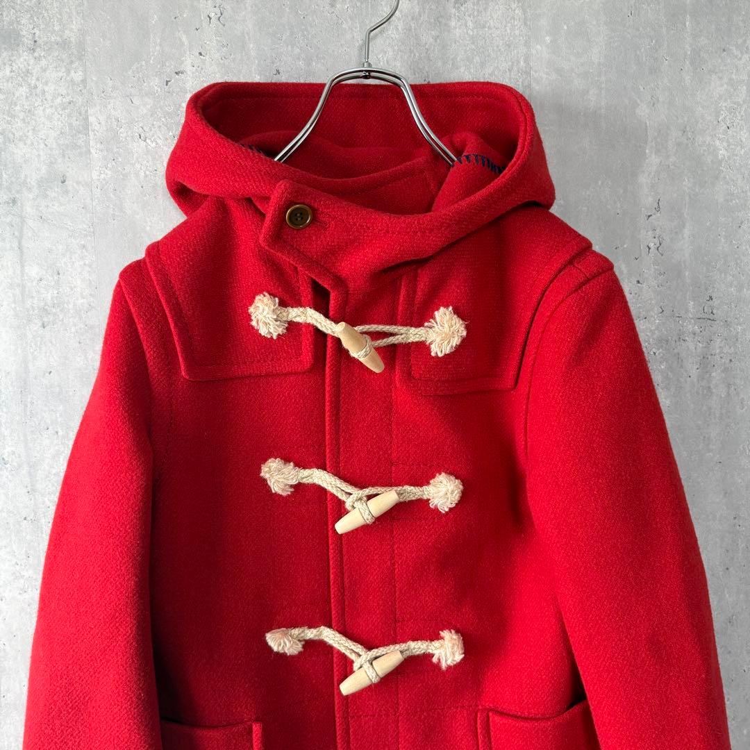 美品✨homspun ヘビーメルトンロングダッフルコート S 赤 ホームスパン