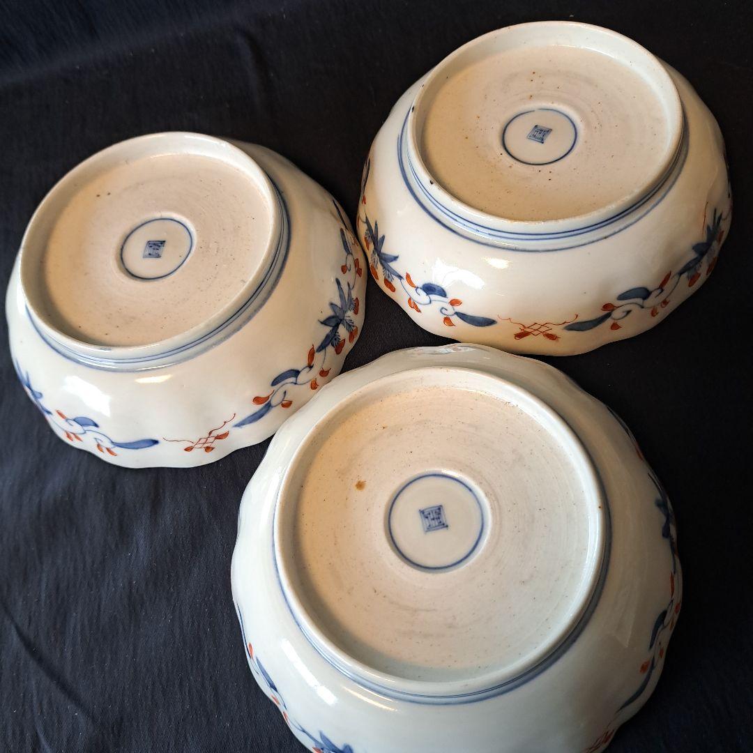 「金彩うさぎに 青海波(せいがいは)」古伊万里皿(直径15cm )3客セット 骨