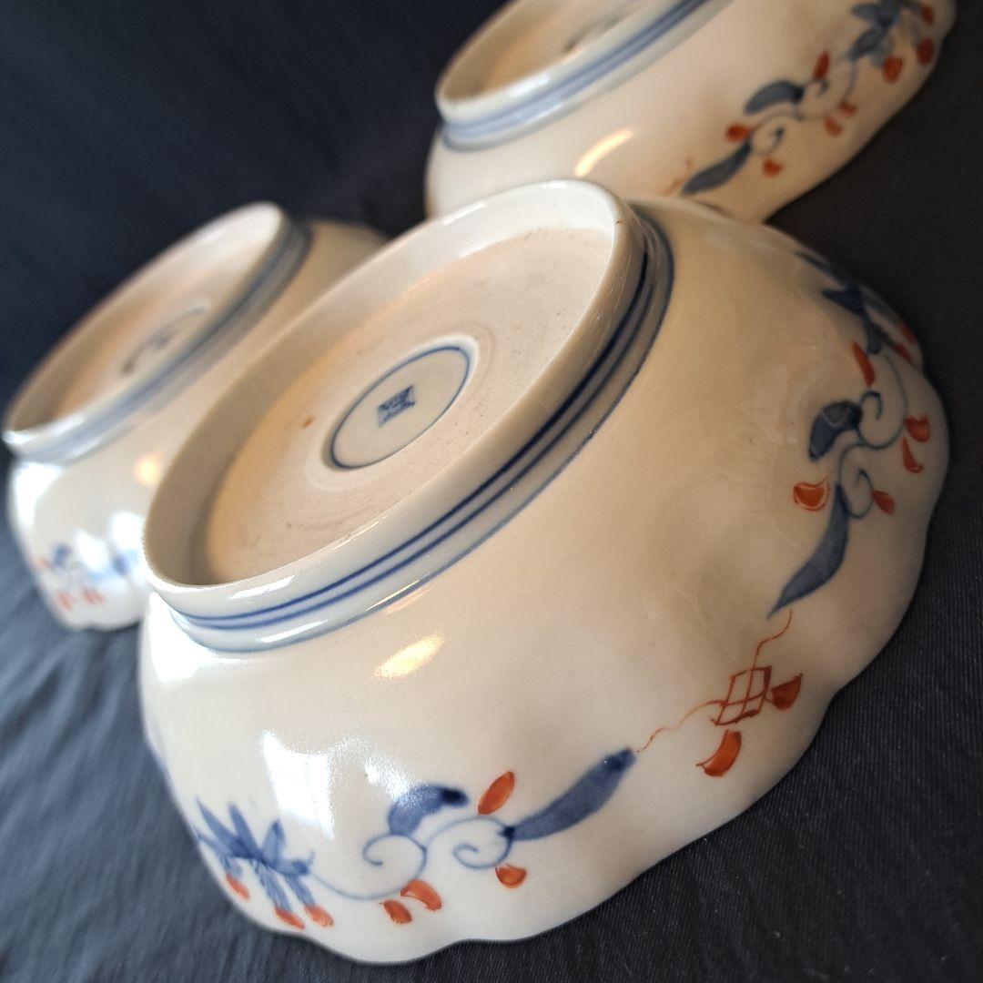 「金彩うさぎに 青海波(せいがいは)」古伊万里皿(直径15cm )3客セット 骨