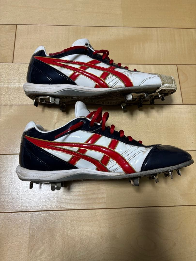 asics オーダースパイク ホワイト/ネイビー/レッド　26.5