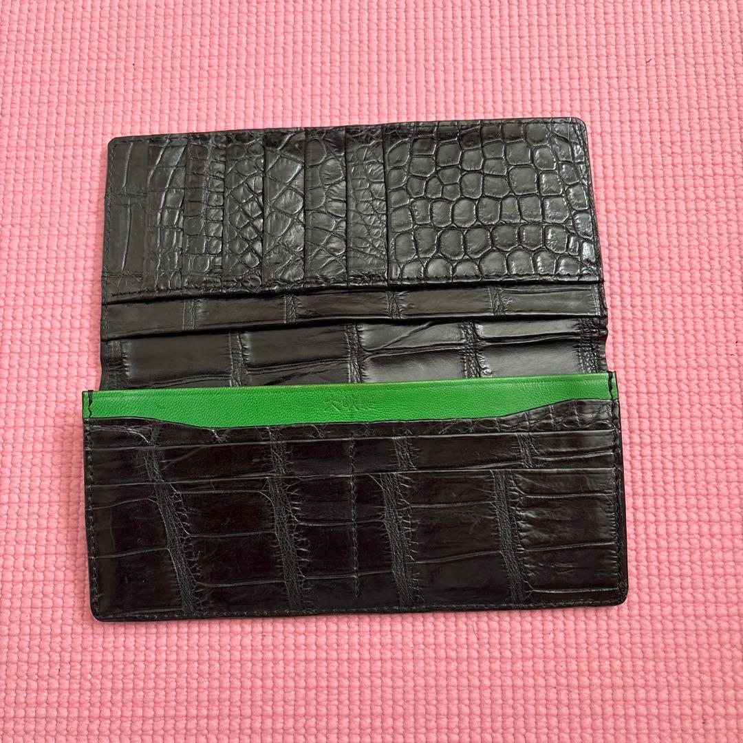 大峡鞄　クロコダイルレザー ブラック 長財布