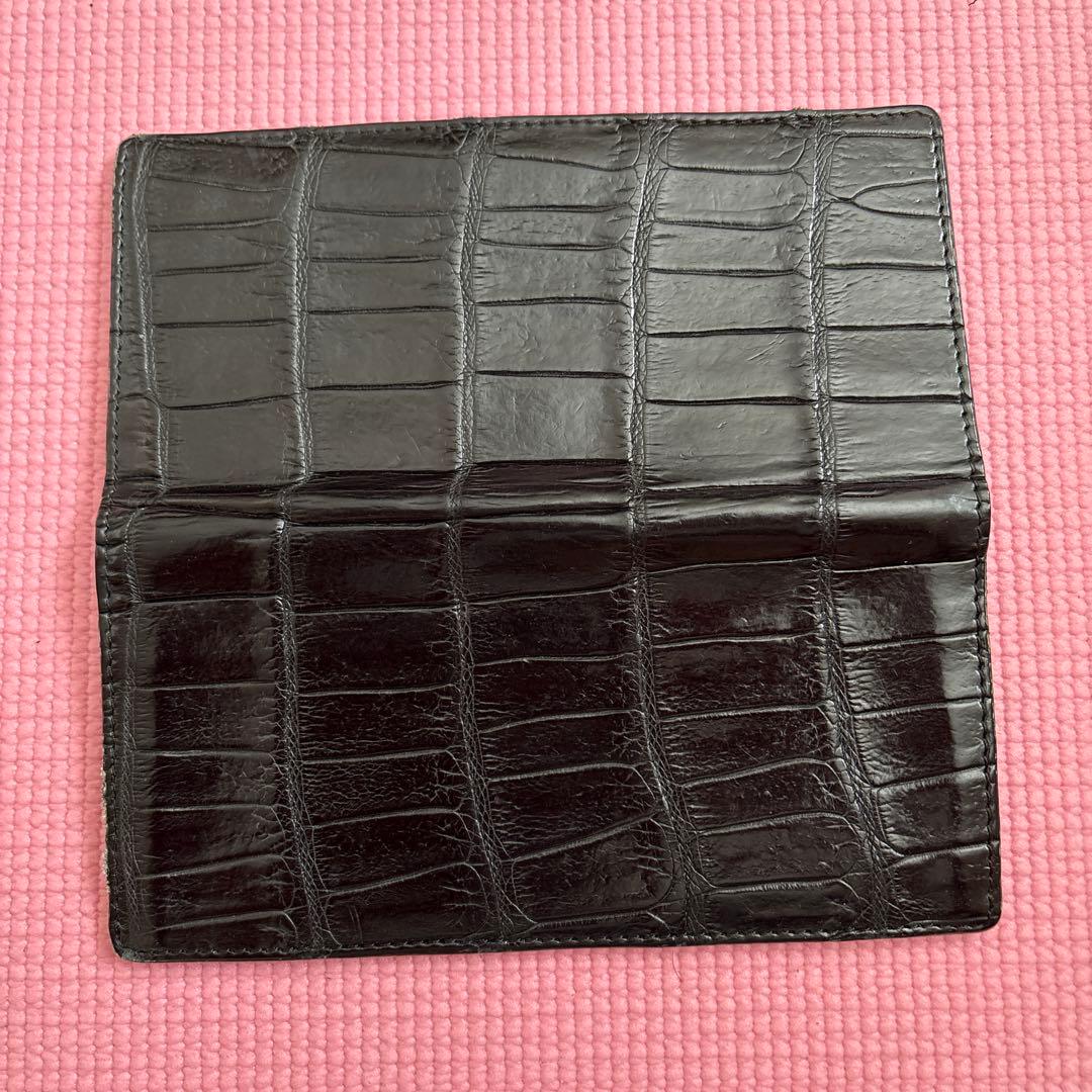 大峡鞄　クロコダイルレザー ブラック 長財布