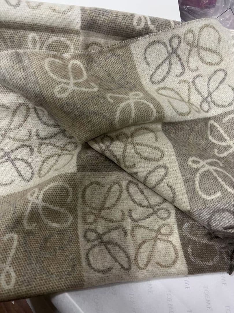 LOEWE スカーフ ベージュ×ブラウン