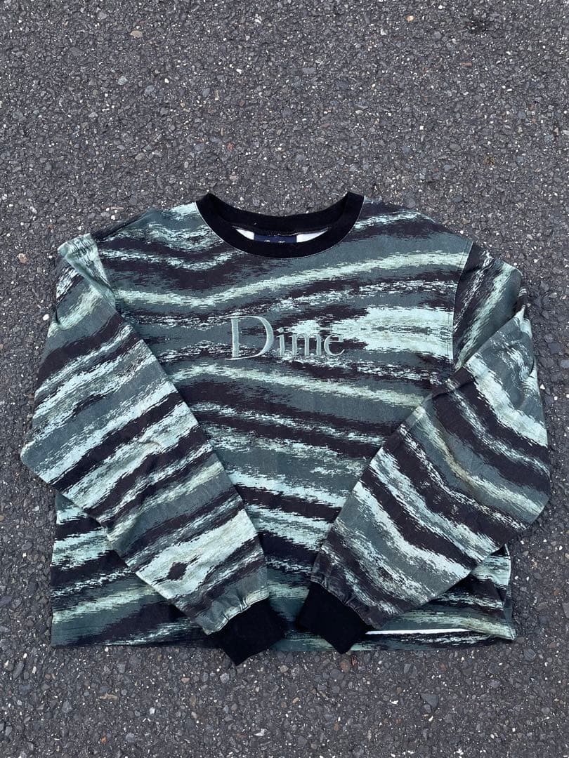 【早い者勝ち】Dime Mtl ストライプトレーナー L/8 グレー系