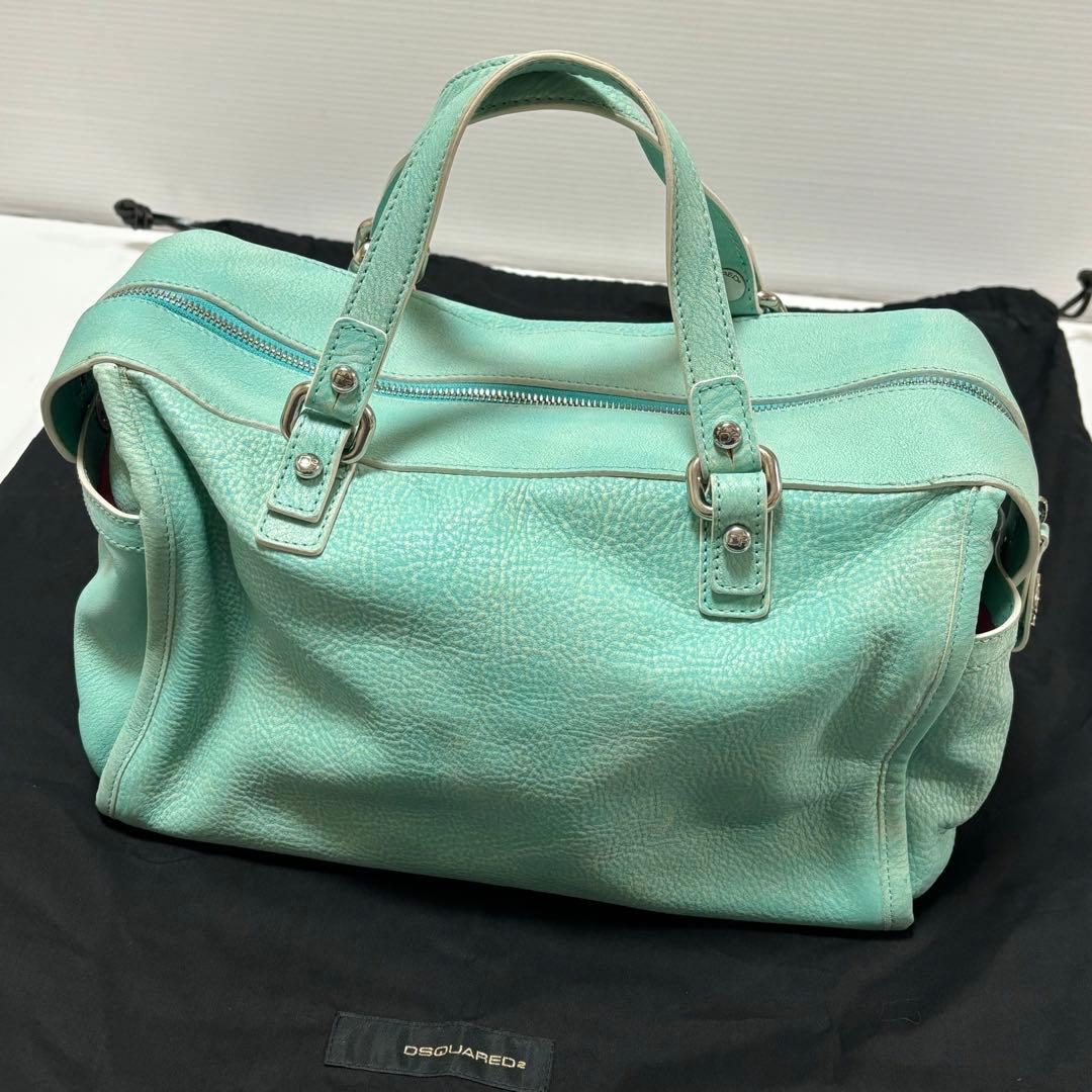 希少　DSQUARED2 ディースクエアード　レザーボストンバッグ　ダメージ加工