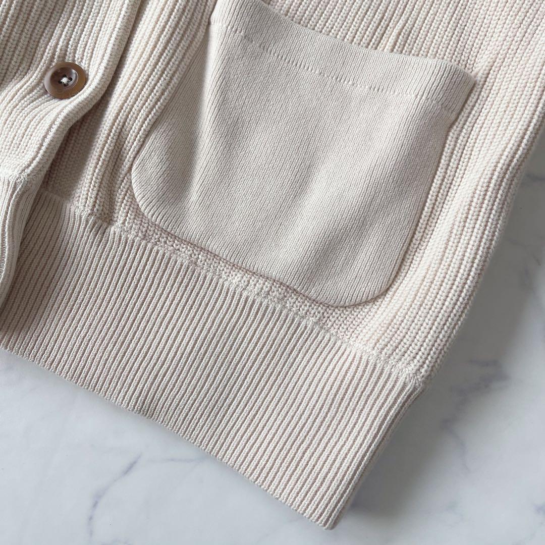 MHL. マーガレットハウエル コットン リブニット カーディガン ベージュ