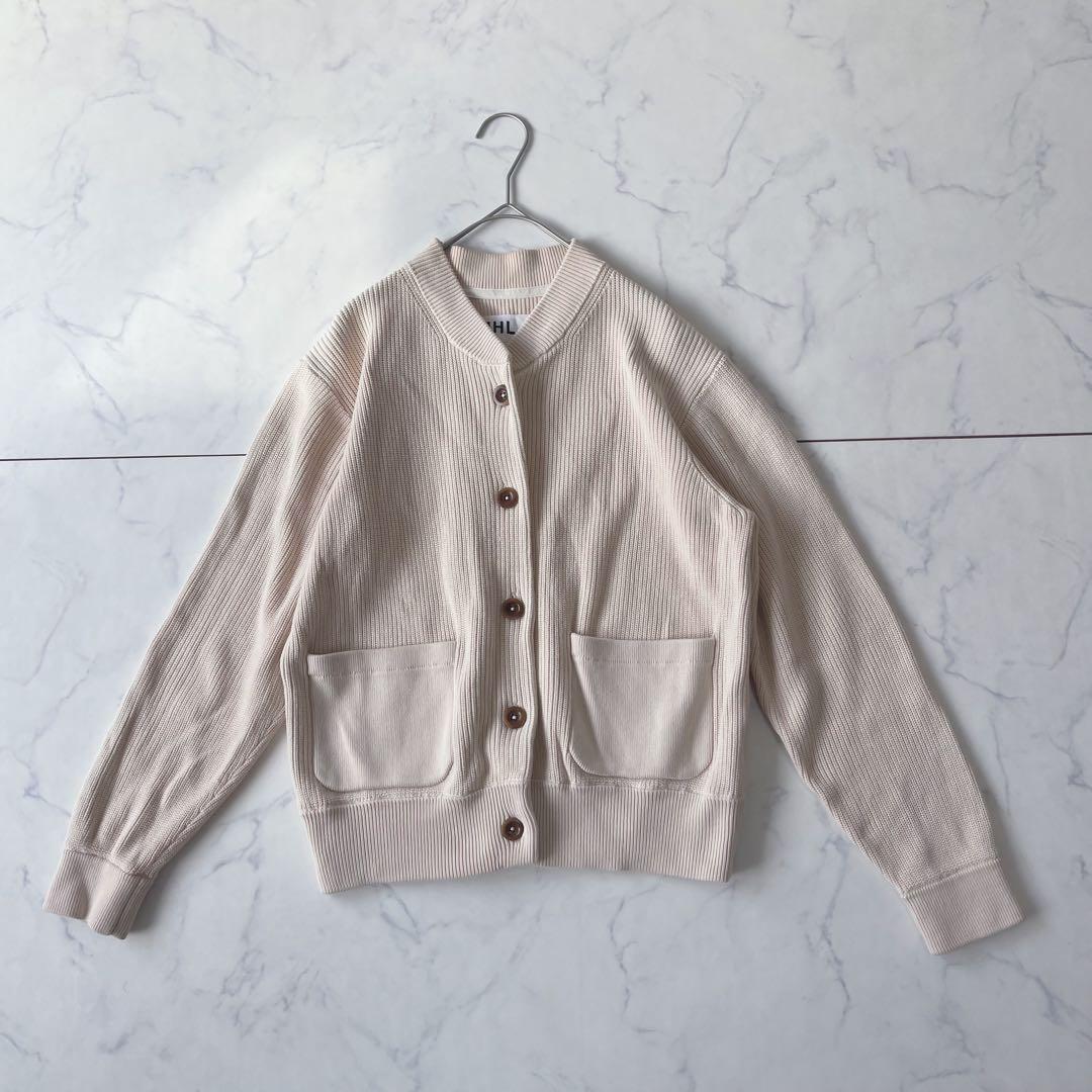 MHL. マーガレットハウエル コットン リブニット カーディガン ベージュ