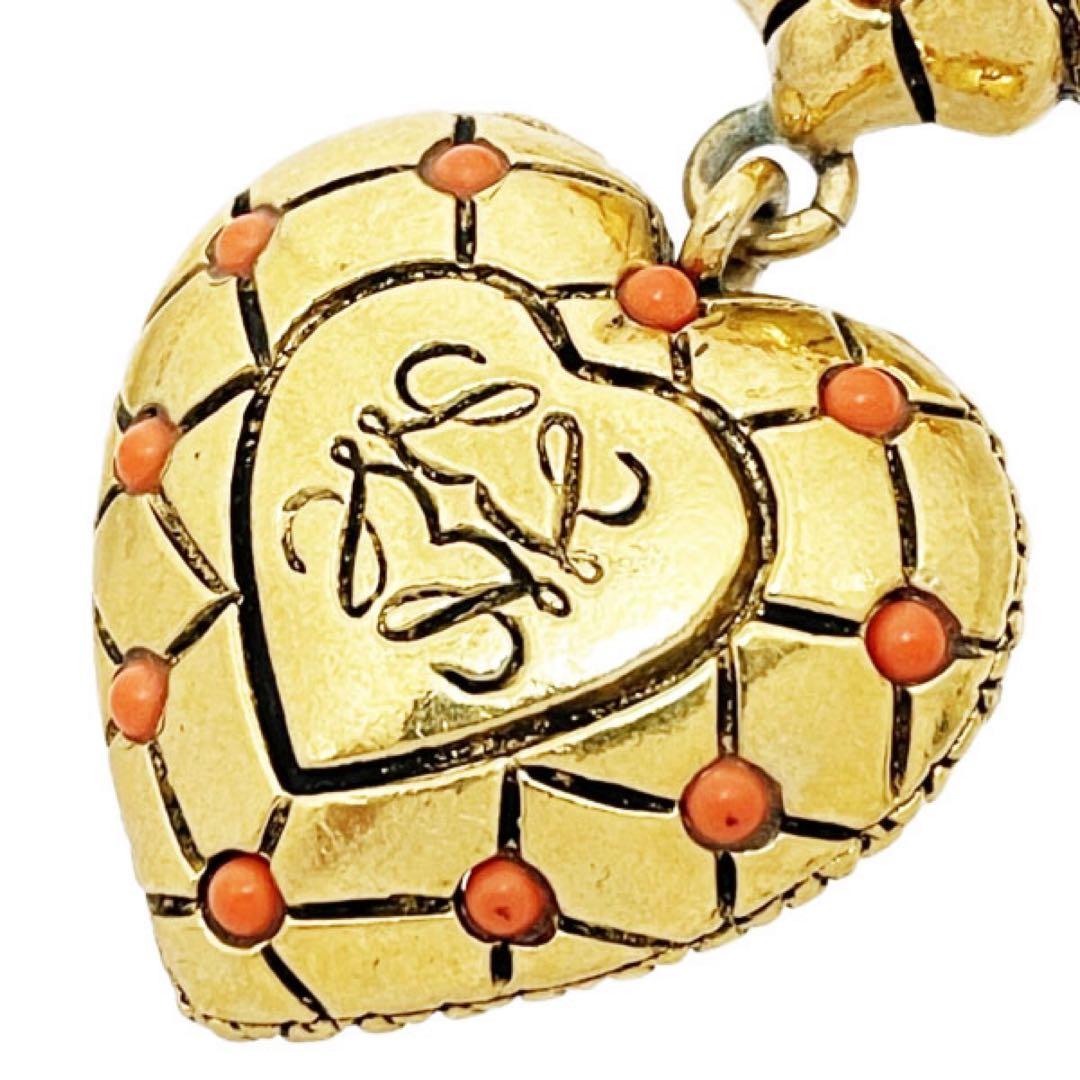 正規品 美品 ロエベ ヴィンテージ ブローチ ハート バッチ 【TT14690】