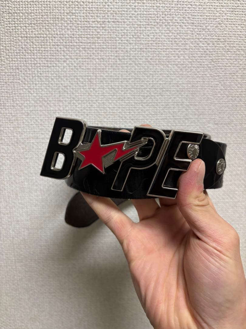BAPE STAバックル 本革ベルト 型押し