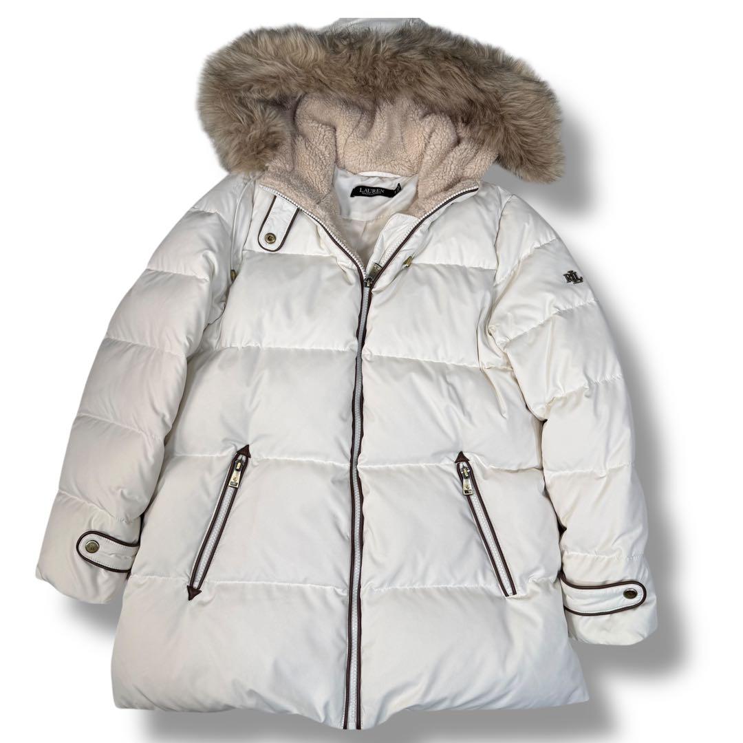 美品 ローレン ラルフ ローレン ファー 裏ボア 2way ダウンジャケット S