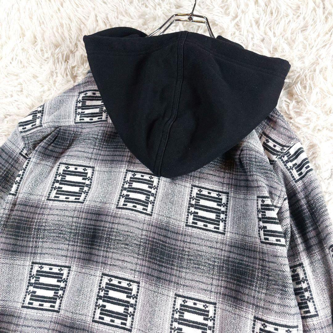 Lサイズ Supreme オンブレチェックシャツ ドッキング 刺繍ロゴフーディー