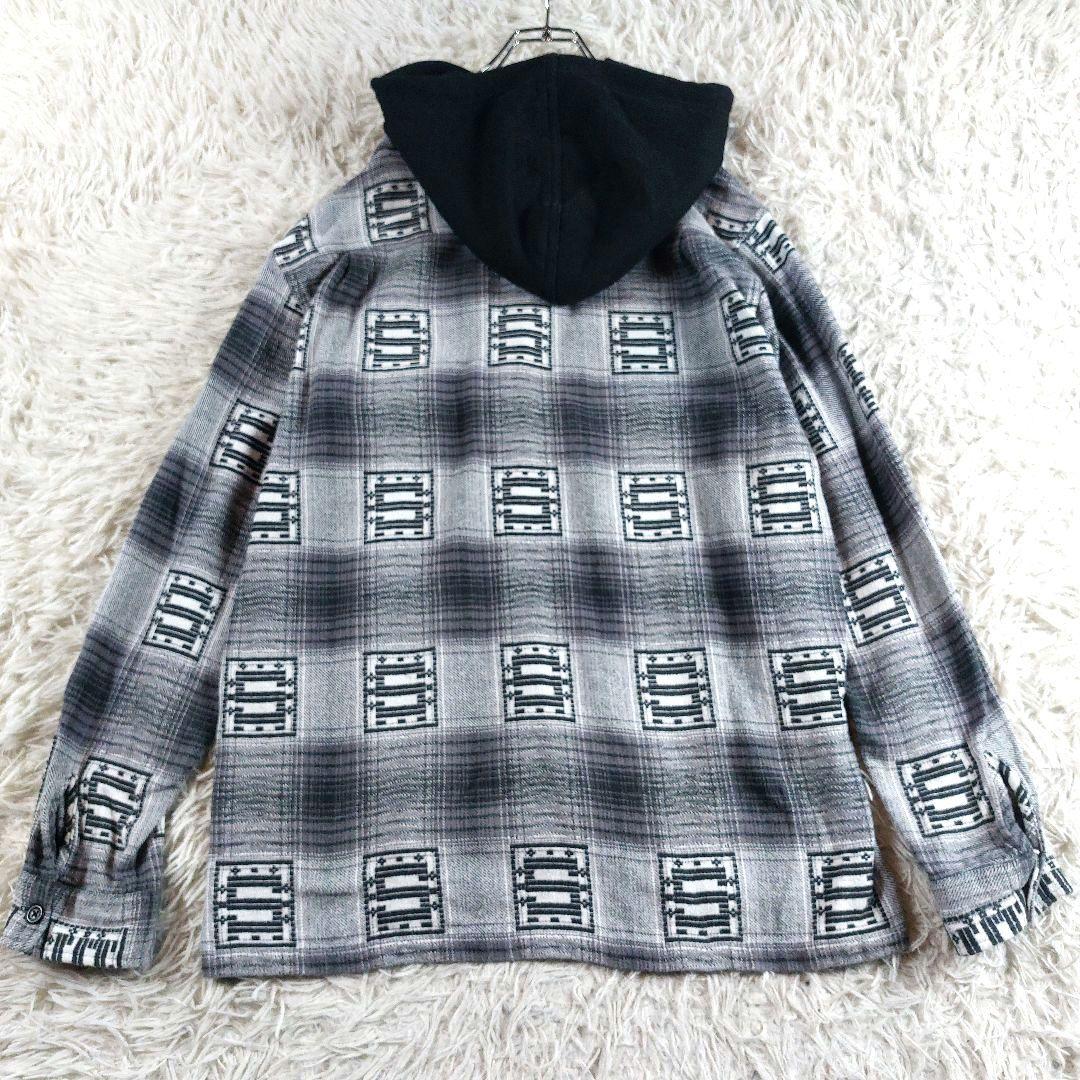 Lサイズ Supreme オンブレチェックシャツ ドッキング 刺繍ロゴフーディー