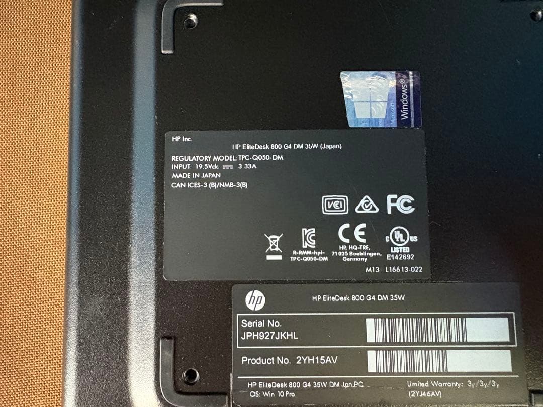 HP EliteDesk 超小型 第8世代i5 メモリ8GB SSD＋HDD