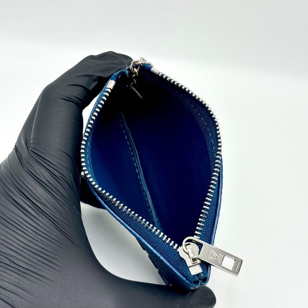 【美品】ルイヴィトン ポシェットクレ アエログラム ケース ブルー 青