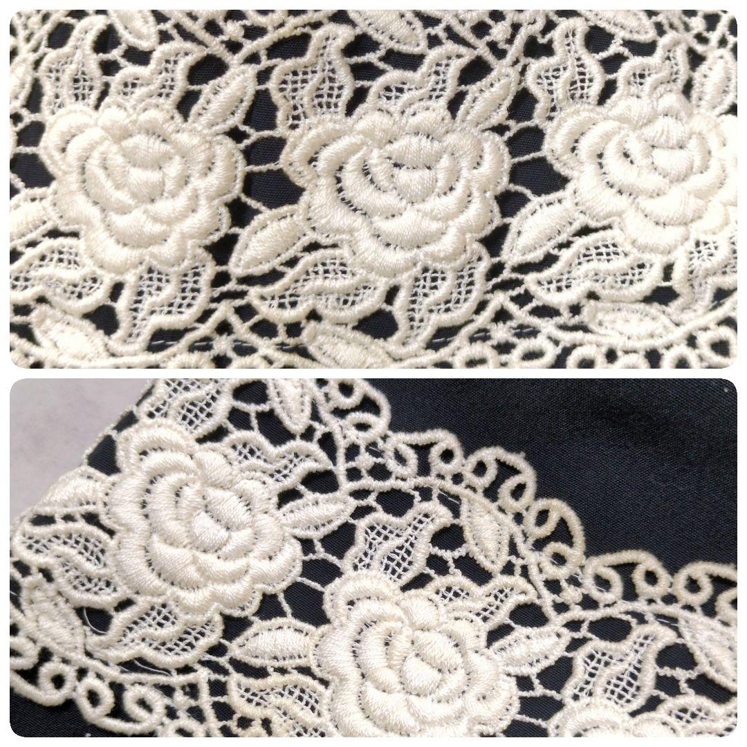 希少✨️ Emily Temple 花刺繍レースワンピース ビッグカラー 黒