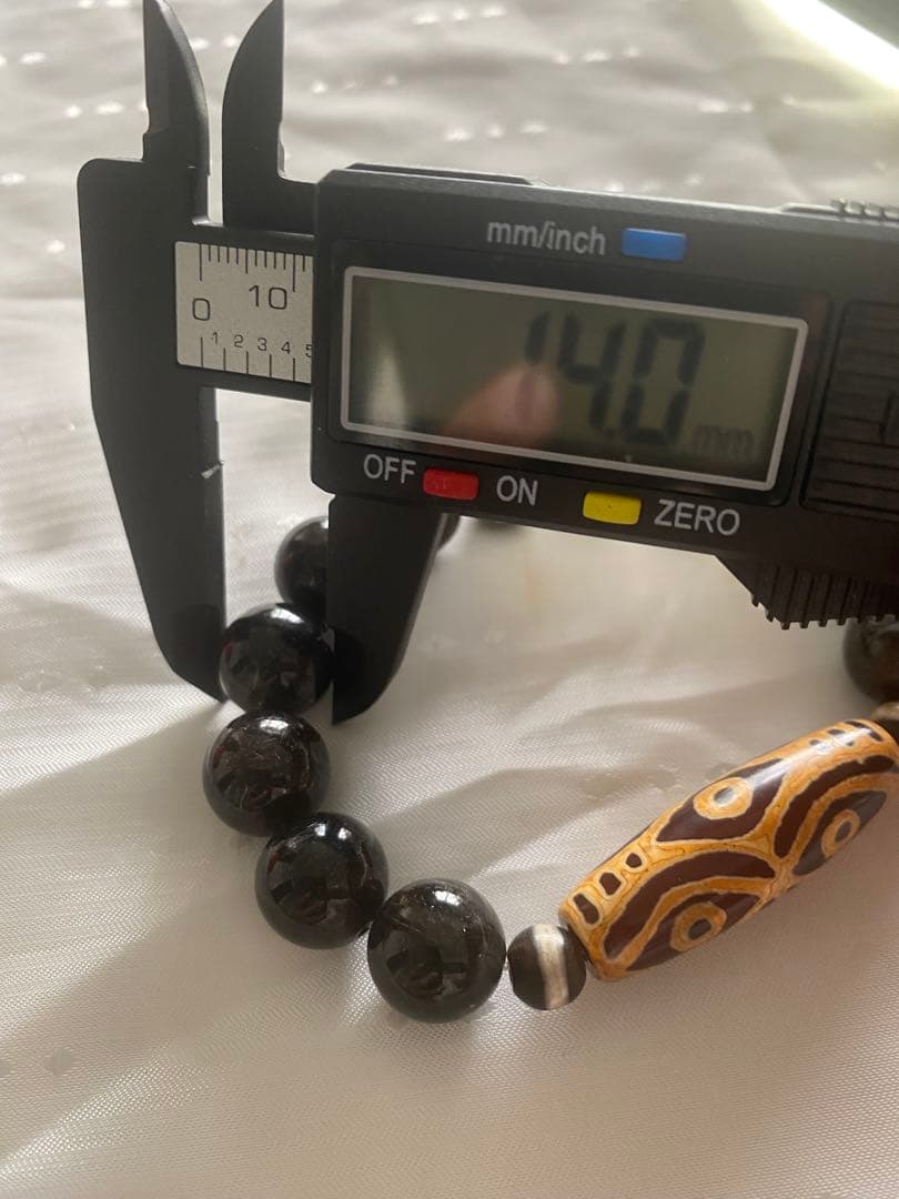 天然石　希少 六眼天珠 ブラックルチルクォーツ　ブレスレット　約14mm